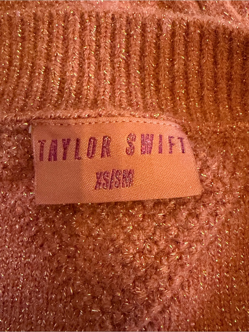 Taylor Swift The Life of a Showgirl Orange Cardigan Glittery Sweater Size XS/S - Picture 7 of 9
